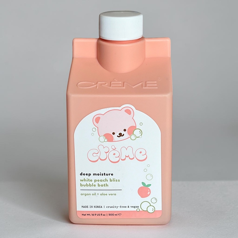The Crème Shop Bubble Bath 16.9oz White Peach Bliss Argan Oil Aloe Vera